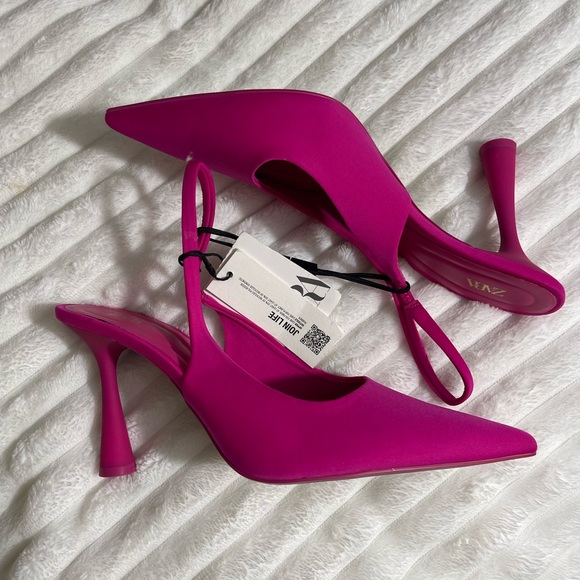 Zara Hot Pink Fabric Slingbacks - Picture 4 of 6